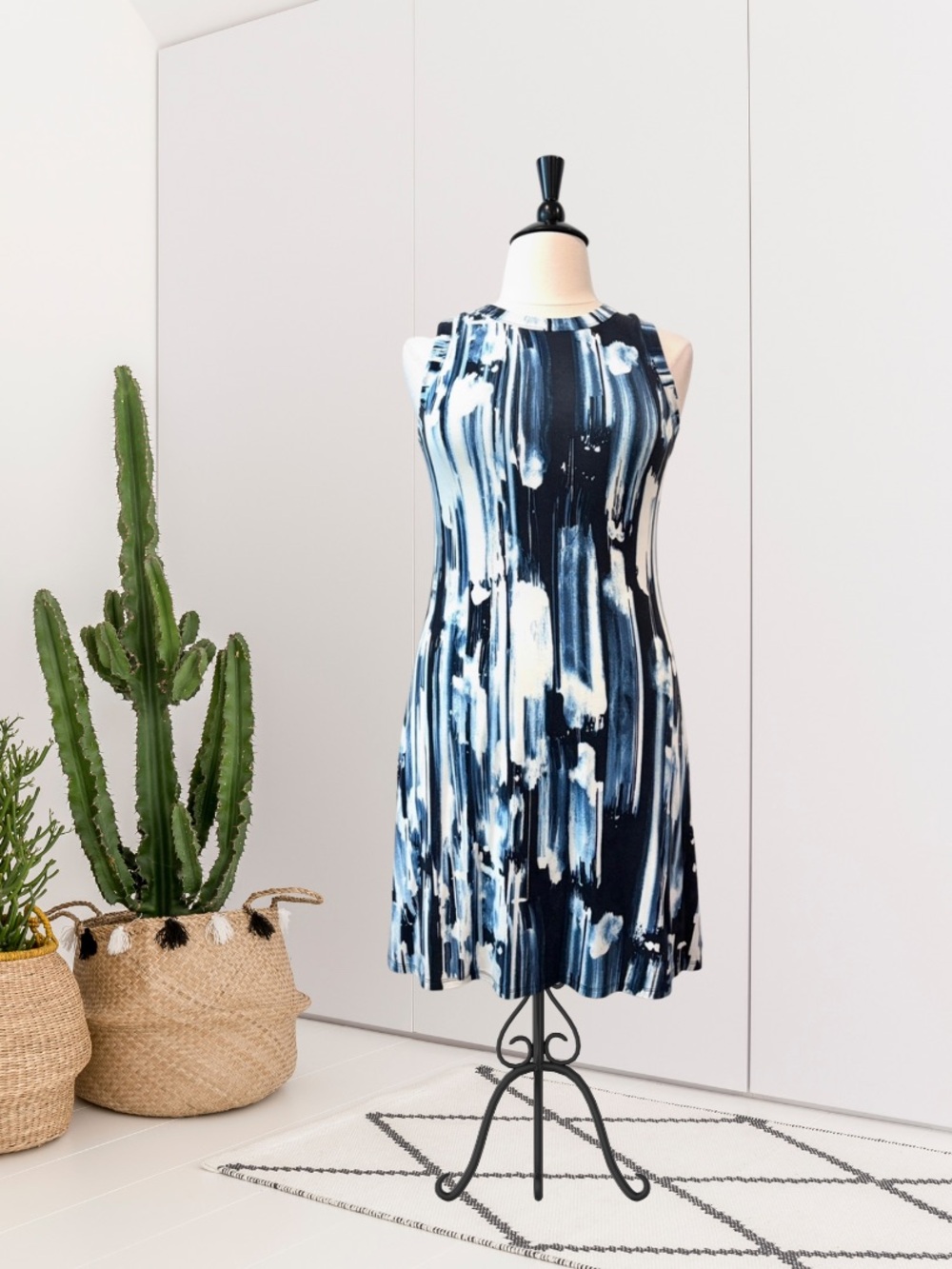 Karen Kane Sleeveless Abstract Stretch Tank Top Dress